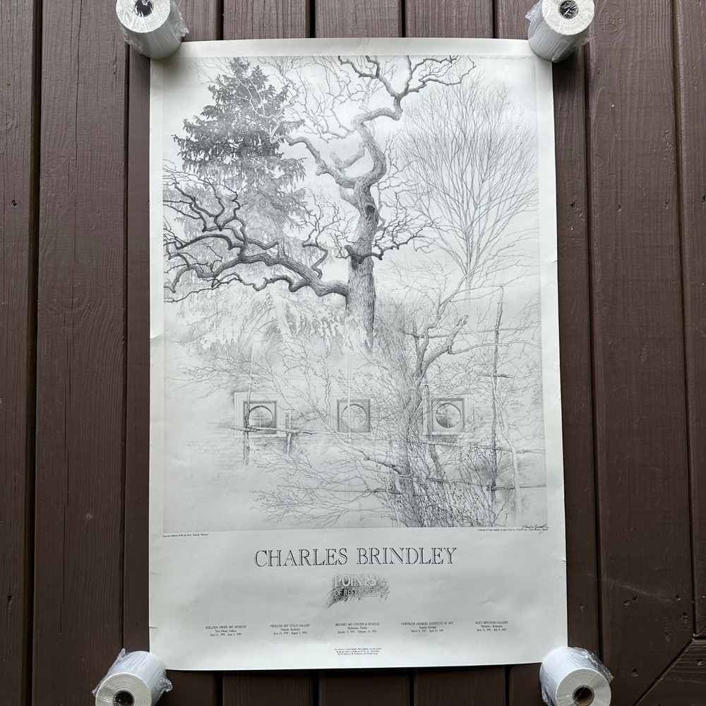 Charles Brindley Points of Reference 1991 Art Exhibition Poster Signed 25x38